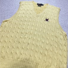 画像15: 「Polo by Ralph Lauren (ポロラルフローレン)」90s 00s 10s XLサイズ コットン イエロー ゴルフ刺繍 ケーブル編み ニット ベスト (15)