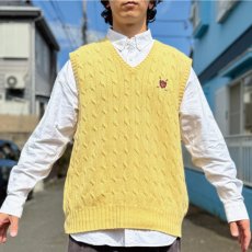 画像16: 「Polo by Ralph Lauren (ポロラルフローレン)」90s 00s 10s XLサイズ コットン イエロー ゴルフ刺繍 ケーブル編み ニット ベスト (16)