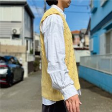 画像18: 「Polo by Ralph Lauren (ポロラルフローレン)」90s 00s 10s XLサイズ コットン イエロー ゴルフ刺繍 ケーブル編み ニット ベスト (18)