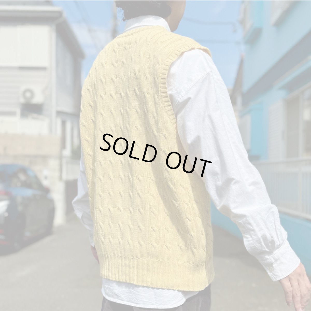画像19: 「Polo by Ralph Lauren (ポロラルフローレン)」90s 00s 10s XLサイズ コットン イエロー ゴルフ刺繍 ケーブル編み ニット ベスト (19)