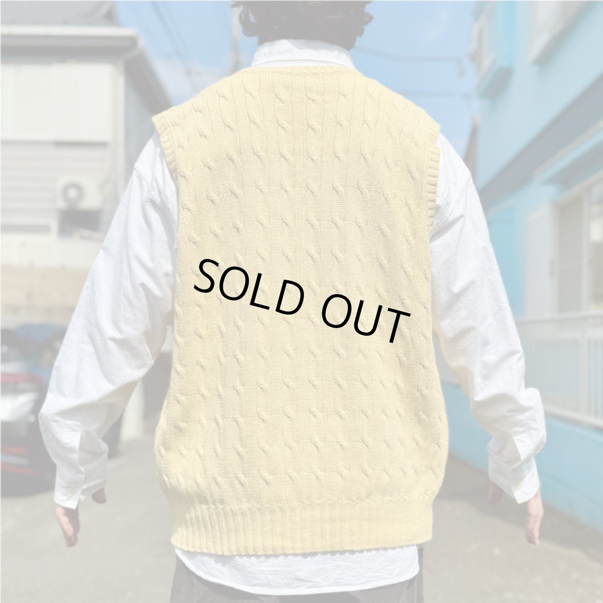 画像20: 「Polo by Ralph Lauren (ポロラルフローレン)」90s 00s 10s XLサイズ コットン イエロー ゴルフ刺繍 ケーブル編み ニット ベスト (20)