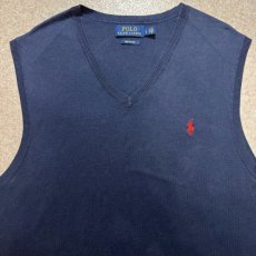 画像3: 「POLO RALPH LAUREN(ポロラルフローレン)」10s 20s LGサイズ ピマコットン ネイビー ポニー刺繍 ニット ベスト (3)