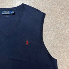 画像4: 「POLO RALPH LAUREN(ポロラルフローレン)」10s 20s LGサイズ ピマコットン ネイビー ポニー刺繍 ニット ベスト (4)