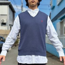 画像17: 「POLO RALPH LAUREN(ポロラルフローレン)」10s 20s LGサイズ ピマコットン ネイビー ポニー刺繍 ニット ベスト (17)