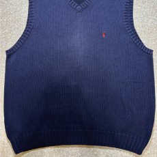画像5: 「Polo by Ralph Lauren (ポロラルフローレン)」90s 00s 10s XXLサイズ コットン ネイビー ポニー刺繍 ローゲージ ニット ベスト (5)
