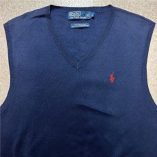画像3: 「Polo by Ralph Lauren (ポロラルフローレン)」90s 00s 10s Lサイズ ピマコットン ネイビー ポニー刺繍 ニット ベスト (3)