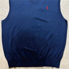 画像5: 「Polo by Ralph Lauren (ポロラルフローレン)」90s 00s 10s Lサイズ ピマコットン ネイビー ポニー刺繍 ニット ベスト (5)