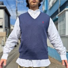 画像15: 「Polo by Ralph Lauren (ポロラルフローレン)」90s 00s 10s Lサイズ ピマコットン ネイビー ポニー刺繍 ニット ベスト (15)