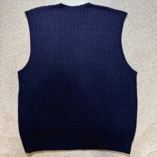 画像9: 「Polo by Ralph Lauren (ポロラルフローレン)」90s 00s 10s XLサイズ コットン ネイビー ポニー刺繍 ケーブル編み ニット ベスト (9)