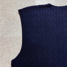 画像10: 「Polo by Ralph Lauren (ポロラルフローレン)」90s 00s 10s XLサイズ コットン ネイビー ポニー刺繍 ケーブル編み ニット ベスト (10)