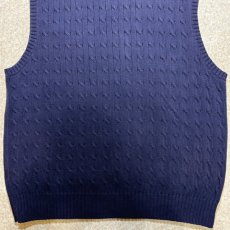 画像13: 「Polo by Ralph Lauren (ポロラルフローレン)」90s 00s 10s XLサイズ コットン ネイビー ポニー刺繍 ケーブル編み ニット ベスト (13)