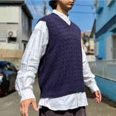 画像17: 「Polo by Ralph Lauren (ポロラルフローレン)」90s 00s 10s XLサイズ コットン ネイビー ポニー刺繍 ケーブル編み ニット ベスト (17)