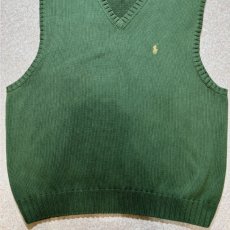 画像5: 「Polo by Ralph Lauren (ポロラルフローレン)」90s 00s 10s XLサイズ コットン ミリタリーグリーン ポニー刺繍 ローゲージ ニット ベスト (5)