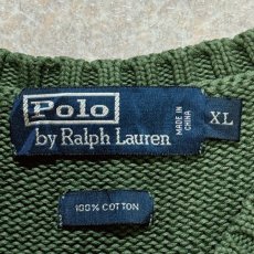 画像6: 「Polo by Ralph Lauren (ポロラルフローレン)」90s 00s 10s XLサイズ コットン ミリタリーグリーン ポニー刺繍 ローゲージ ニット ベスト (6)