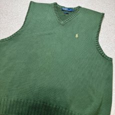 画像14: 「Polo by Ralph Lauren (ポロラルフローレン)」90s 00s 10s XLサイズ コットン ミリタリーグリーン ポニー刺繍 ローゲージ ニット ベスト (14)