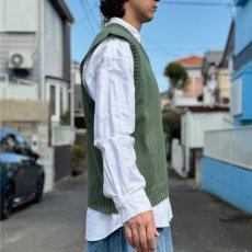 画像17: 「Polo by Ralph Lauren (ポロラルフローレン)」90s 00s 10s XLサイズ コットン ミリタリーグリーン ポニー刺繍 ローゲージ ニット ベスト (17)