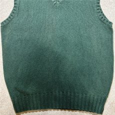 画像5: 「Polo by Ralph Lauren (ポロラルフローレン)」90s 00s 10s Lサイズ コットン ダスティグリーン ローゲージ ニット ベスト (5)