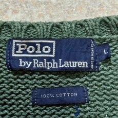 画像6: 「Polo by Ralph Lauren (ポロラルフローレン)」90s 00s 10s Lサイズ コットン ダスティグリーン ローゲージ ニット ベスト (6)