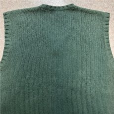 画像10: 「Polo by Ralph Lauren (ポロラルフローレン)」90s 00s 10s Lサイズ コットン ダスティグリーン ローゲージ ニット ベスト (10)