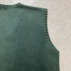 画像11: 「Polo by Ralph Lauren (ポロラルフローレン)」90s 00s 10s Lサイズ コットン ダスティグリーン ローゲージ ニット ベスト (11)