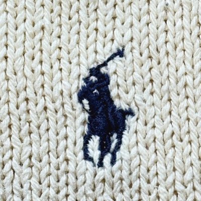 画像1: 「Polo by Ralph Lauren (ポロラルフローレン)」90s 00s 10s XLサイズ コットン オフホワイト ポニー刺繍 ローゲージ ニット ベスト