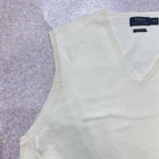 画像2: 「POLO RALPH LAUREN(ポロラルフローレン)」10s 20s XXLサイズ ピマコットン オフホワイト ポニー刺繍 ニット ベスト (2)