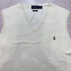画像3: 「POLO RALPH LAUREN(ポロラルフローレン)」10s 20s XXLサイズ ピマコットン オフホワイト ポニー刺繍 ニット ベスト (3)