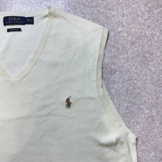 画像4: 「POLO RALPH LAUREN(ポロラルフローレン)」10s 20s XXLサイズ ピマコットン オフホワイト ポニー刺繍 ニット ベスト (4)