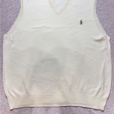画像5: 「POLO RALPH LAUREN(ポロラルフローレン)」10s 20s XXLサイズ ピマコットン オフホワイト ポニー刺繍 ニット ベスト (5)