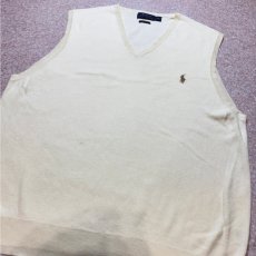 画像15: 「POLO RALPH LAUREN(ポロラルフローレン)」10s 20s XXLサイズ ピマコットン オフホワイト ポニー刺繍 ニット ベスト (15)