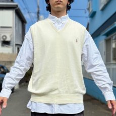 画像16: 「POLO RALPH LAUREN(ポロラルフローレン)」10s 20s XXLサイズ ピマコットン オフホワイト ポニー刺繍 ニット ベスト (16)