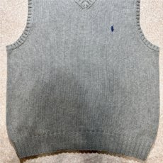 画像5: 「Polo by Ralph Lauren (ポロラルフローレン)」90s 00s 10s Mサイズ コットン ライトグレー ポニー刺繍 ローゲージ ニット ベスト (5)