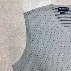画像2: 「POLO GOLF RALPH LAUREN(ポロゴルフラルフローレン)」80s 90s XLサイズ ピマコットン ライトグレー ピンドット ニット ベスト (2)