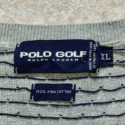 画像2: 「POLO GOLF RALPH LAUREN(ポロゴルフラルフローレン)」80s 90s XLサイズ ピマコットン ライトグレー ピンドット ニット ベスト