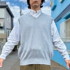 画像15: 「POLO GOLF RALPH LAUREN(ポロゴルフラルフローレン)」80s 90s XLサイズ ピマコットン ライトグレー ピンドット ニット ベスト (15)