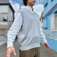画像16: 「POLO GOLF RALPH LAUREN(ポロゴルフラルフローレン)」80s 90s XLサイズ ピマコットン ライトグレー ピンドット ニット ベスト (16)