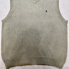 画像5: 「Polo by Ralph Lauren (ポロラルフローレン)」90s 00s 10s XLサイズ コットン グレージュ ポニー刺繍 ローゲージ ニット ベスト (5)