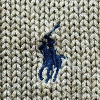 画像1: 「Polo by Ralph Lauren (ポロラルフローレン)」90s 00s 10s XLサイズ コットン グレージュ ポニー刺繍 ローゲージ ニット ベスト