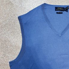 画像2: 「POLO RALPH LAUREN(ポロラルフローレン)」10s 20s XL/TGサイズ ピマコットン ブルー ポニー刺繍 ニット ベスト (2)