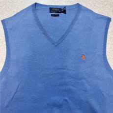 画像3: 「POLO RALPH LAUREN(ポロラルフローレン)」10s 20s XL/TGサイズ ピマコットン ブルー ポニー刺繍 ニット ベスト (3)
