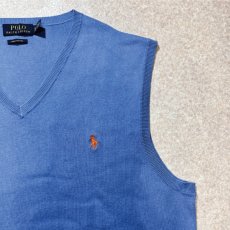 画像4: 「POLO RALPH LAUREN(ポロラルフローレン)」10s 20s XL/TGサイズ ピマコットン ブルー ポニー刺繍 ニット ベスト (4)