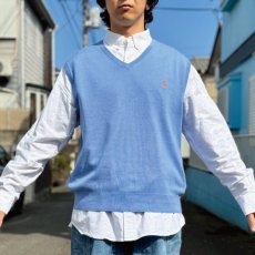 画像16: 「POLO RALPH LAUREN(ポロラルフローレン)」10s 20s XL/TGサイズ ピマコットン ブルー ポニー刺繍 ニット ベスト (16)