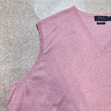 画像2: 「POLO RALPH LAUREN(ポロラルフローレン)」10s 20s 3XB BIGサイズ ピマコットン ピンク ポニー刺繍 ニット ベスト (2)