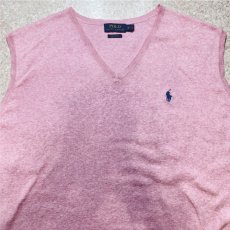 画像3: 「POLO RALPH LAUREN(ポロラルフローレン)」10s 20s 3XB BIGサイズ ピマコットン ピンク ポニー刺繍 ニット ベスト (3)