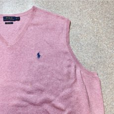 画像4: 「POLO RALPH LAUREN(ポロラルフローレン)」10s 20s 3XB BIGサイズ ピマコットン ピンク ポニー刺繍 ニット ベスト (4)