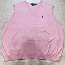 画像5: 「POLO RALPH LAUREN(ポロラルフローレン)」10s 20s 3XB BIGサイズ ピマコットン ピンク ポニー刺繍 ニット ベスト (5)
