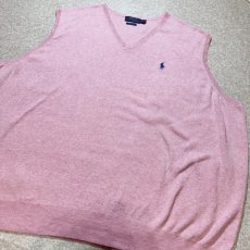 画像16: 「POLO RALPH LAUREN(ポロラルフローレン)」10s 20s 3XB BIGサイズ ピマコットン ピンク ポニー刺繍 ニット ベスト (16)