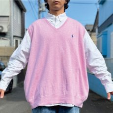 画像17: 「POLO RALPH LAUREN(ポロラルフローレン)」10s 20s 3XB BIGサイズ ピマコットン ピンク ポニー刺繍 ニット ベスト (17)