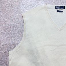 画像2: 「Polo by Ralph Lauren (ポロラルフローレン)」90s 00s 10s 3XBサイズ ピマコットン オフホワイト ポニー刺繍 ニット ベスト (2)