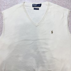 画像3: 「Polo by Ralph Lauren (ポロラルフローレン)」90s 00s 10s 3XBサイズ ピマコットン オフホワイト ポニー刺繍 ニット ベスト (3)